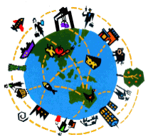 Stylized world map